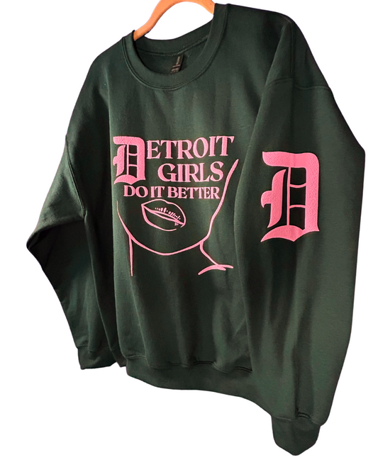 “DETROIT GIRLS DO IT BETTER” FOREST GREEN & BABY PINK